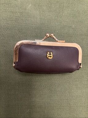 Vtg Etienne AIgner Burgundy Leather Lipstick Case With Mirror